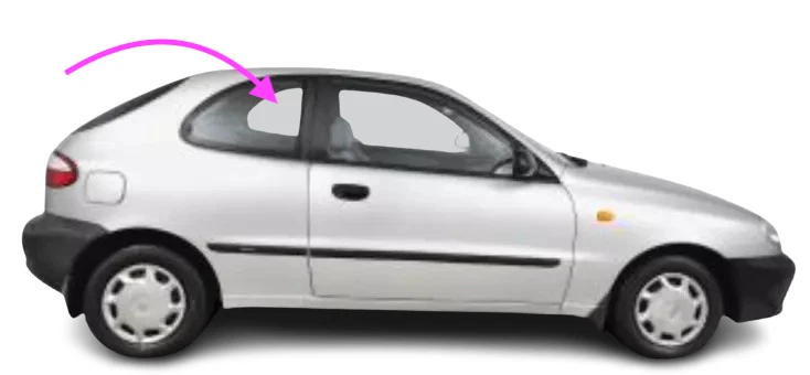 Se adapta a: 1998-2002 Daewoo Lanos 2 DR hatchback cuarto de ventana lateral derecho Foto 2 de 4