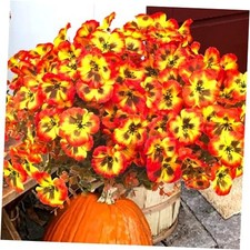 12 Bundles Artificial Flowers Outdoor Fake Fall Flowers for Outside Orange