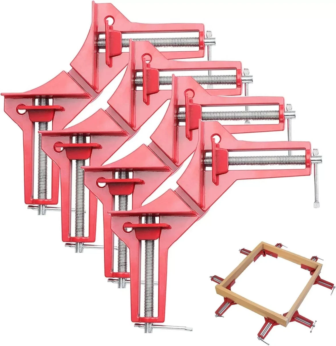2 Squadre Di Posizionamento Angolari 90° 120mm | Lega Di Alluminio | Rosse Anodizzate