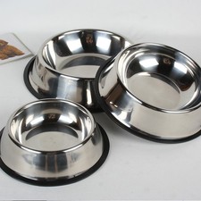 Stainless Steel Pet Dog Cat Food Water Bowl Non-Slip Feeding Dish Multiple Sizes