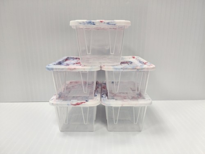 #ad 5 x Lowe#x27;s Teeny Tote Mini Plastic Storage Totes New Clear Tye Dye Lids $32.99