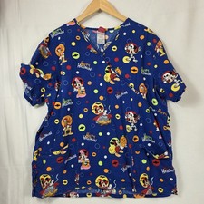 disney women's scrub top happy halloween blue XL