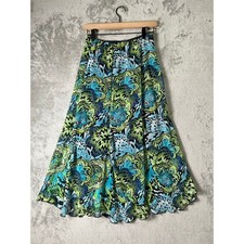 Vintage Y2K Abstract Floral Swirl Print Maxi Skirt Flowy Boho Fairy Grunge PS