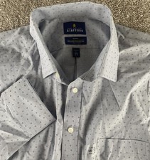 Stafford Travel Easy Care Dress Shirt 17.5-36/37 Blue Eoe Triangle Mens XL Gray
