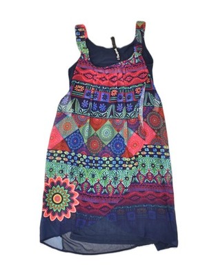 DESIGUAL Damen Etuikleid Crazy Pattern EU 36 Small Navy Blau Baumwolle