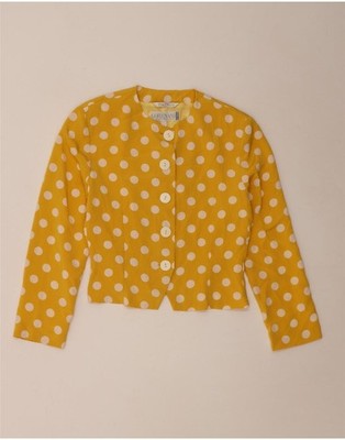 Lorena'O Womens Crop 5 Button Blazer Jacket UK 14 Medium Yellow Polka Dot SN10