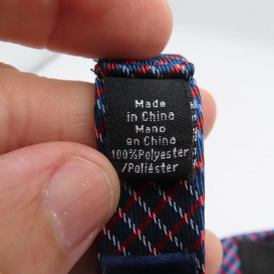 Pajarita de poliéster Wembley azul rojo blanco a cuadros 2" de ancho pre atada Foto 4 de 4