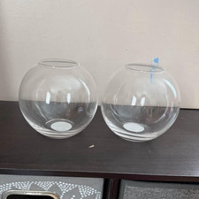 Room Essentials Clear Round Glass Flower Vases Set of 2 Watertight Decorative