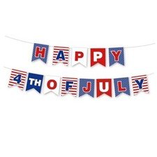 Happy 4th of July Banner for Independence Day Party Decor Red White and Blue-3