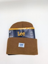 Lee Workwear One Size Mens Knit Winter Hat Beanies 2-Pack Tan And Black