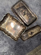 All This Sterling Silver Or silver plate   Pieces Bundle Of Trays Cover