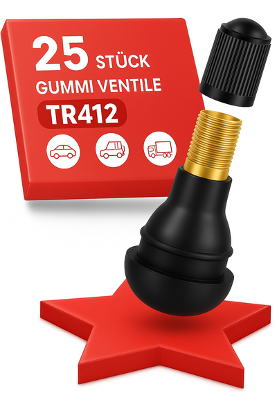 25X TR412 Gummi Ventile Epmd Reifenventil Gummiventil 25 412 Snap In PKW LKW-image