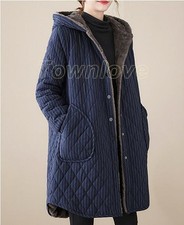 Womens Fashion Winter Hood Long Sleeve Loose Thicken Warm Padded Coats Overcoat