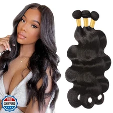 #1B Human Hair Bundles Body Wave Bundles 20 20 20 Inch Unprocesse