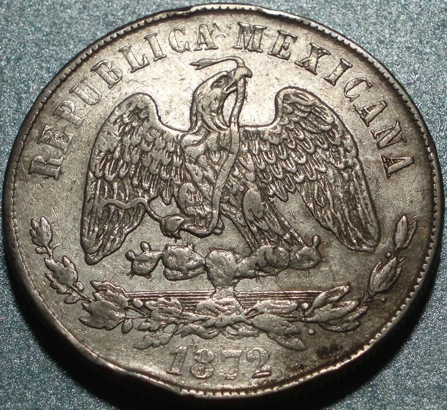 1872年 メキシコ1 ペソ 銀貨 天秤と法を意味するLEY.　希少　本物 1872年 メキシコ1 ペソ 銀貨 天秤と法を意味するLEY. 希少 本物 1872
