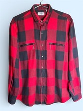 Vintage 1980s Levi  s Long Sleeve Flannel Shirt, w/ Snaps  Zip Pockets, Sz. Med