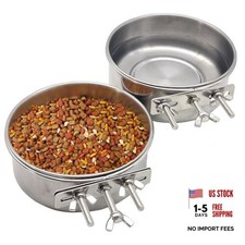 2pcs Stainless Steel Bird Bowl Feeding Dish Cups for 2 PCS Three screw  L 