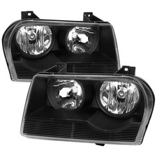 Black Headlights For 2005-2010 Chrysler 300 Pair