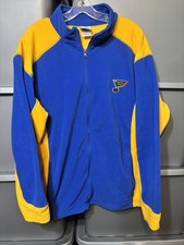 NHL St Louis Blues Full Zip Fleece Jacket Mens L Blue Colorblock Hockey F6
