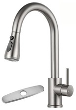 Brush Nickel Kitchen Faucet with Pull Down Sprayer, Kitchen Sink Faucet, Stainle