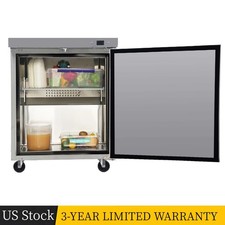 29" Commercial Undercounter Refrigerators 8 Cu.Ft 1 Door w/Caster for Restaurant