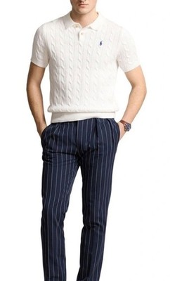 NWT Polo Ralph Lauren WHITE Cotton Cable Knit Polo-Collar Short