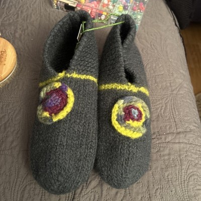 Filzhausschuhe 42/43 Fusslänge 28-29 cm  100% Schurwolle, warm, dunkelgrau 