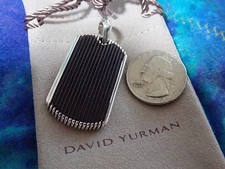 21.4 Grams David Yurman Sterling Silver 925 Royal Black Onyx Dog Tag Pendant