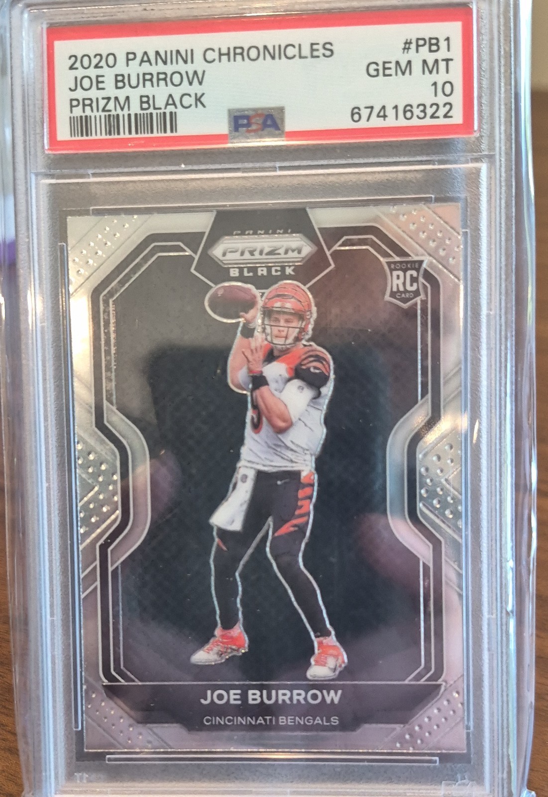 Joe Burrow Panini Chronicles Prizm Black #PB1 Black Finite 1/1