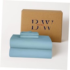 Flannel Sheet Set, 100 Organic Cotton, Six-Fold Brushed, Super Queen Sky Blue