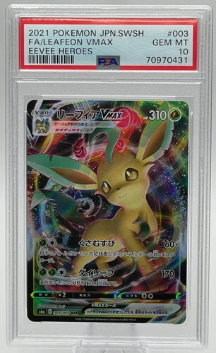 2021 POKEMON JAPANESE SWORD & SHIELD EEVEE HEROES #003 FA/LEAFEON VMAX PSA 10