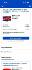 TCL 75QM7K 75 Inch QD Mini LED 2160p 4K UHD HDR Google TV Black 2025
