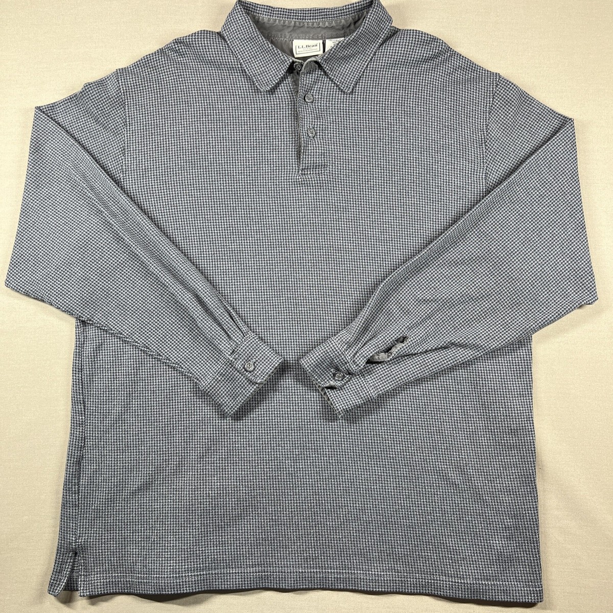 Men's XL Tall Unshrinkable Mini-Waffle Henley Long Sleeve