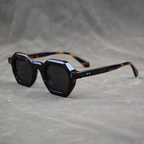 Vintage Square Sunglasses Women Men Solid Acetate Glasses Black Polarized Lenses - Picture 40 of 55