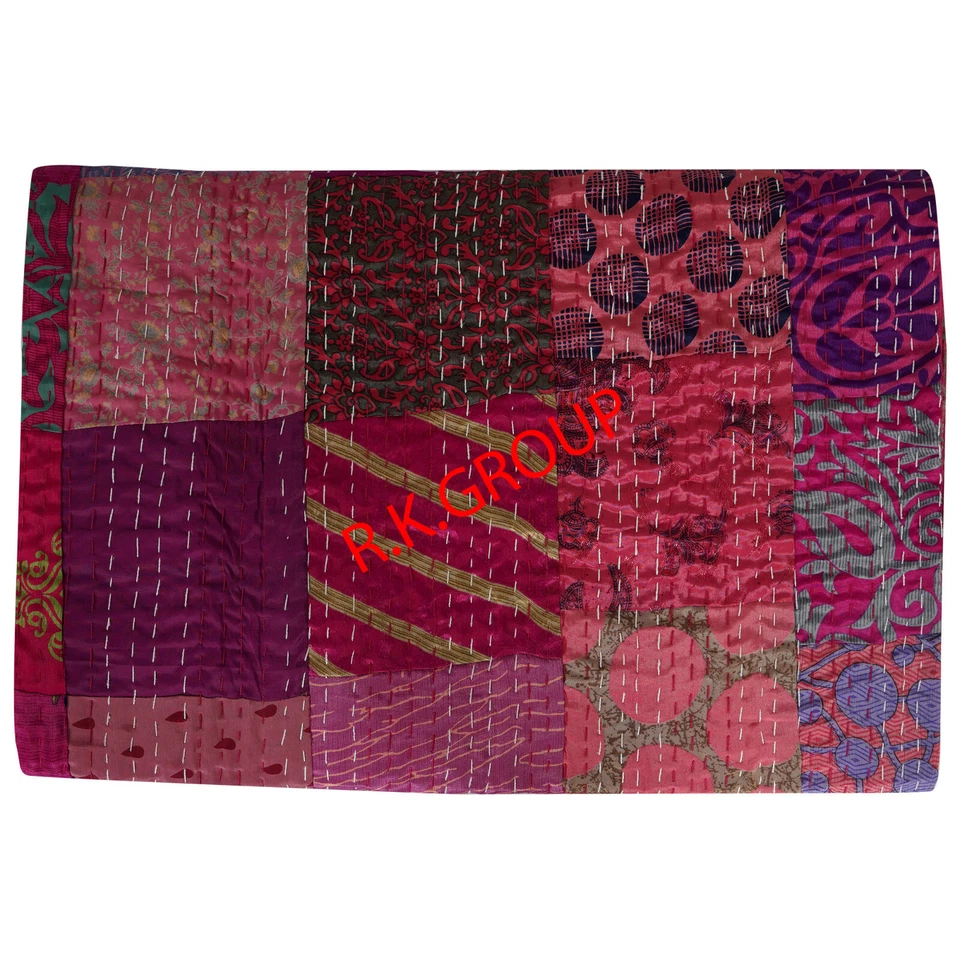 Colcha de algodón indio estampada Patola ropa de cama manta lotes edredón Kantha Foto 3 de 4