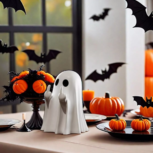 Cute Ghost Statue-Middle Finger Ghost,Halloween Ghost Figurines Decorative US-- - Picture 7 of 16