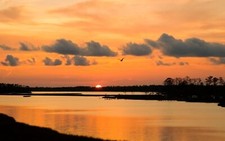 Landscape sunset orange sky lake nature sun Custom Gaming Mat Desk