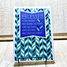 Dayspring Father's Day Greeting Card Blue Silver Green Blessed Bible Verse