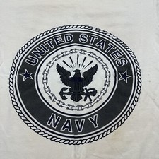 Vintage US Navy T Shirt Mens M Made in USA Military Big Spell Out Double Sided