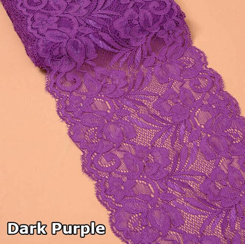 Nastro elastico in pizzo elasticizzato largo 5/10 iarde 15 cm tessuto artigianato cucito fai da te - Foto 8 di 26