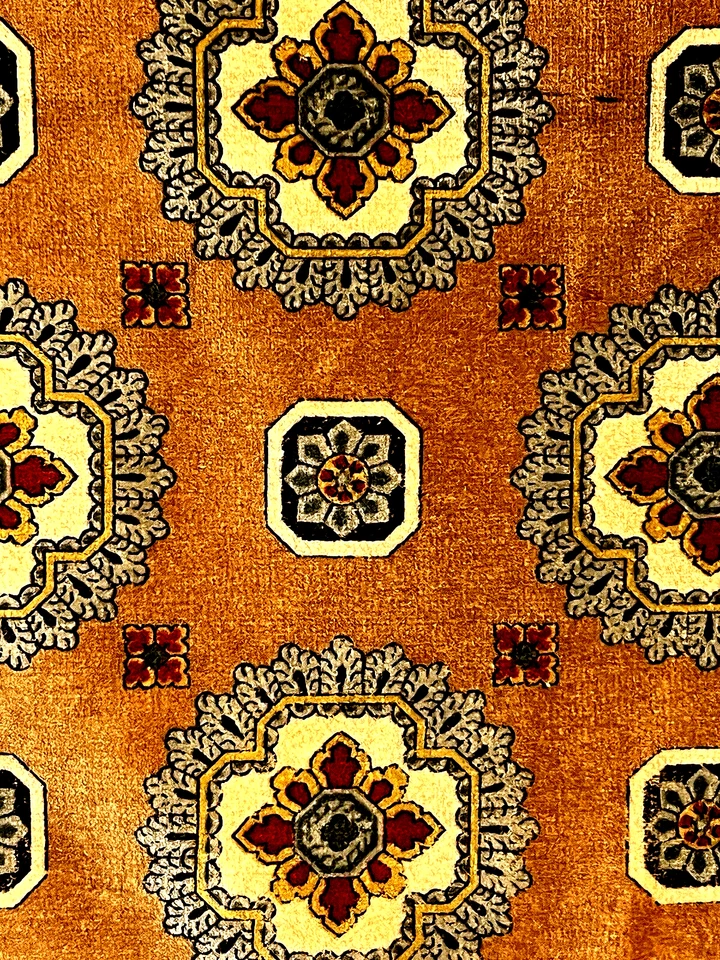 Duralee Geometric Designer Velvet Fabric Sample Lite Brown Gold Cotton ITALY NWT - Image 4 of 4