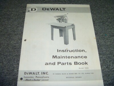 Delta 1500 Table Saw Parts Catalog Owner Operator Instruction Maintenance Manual