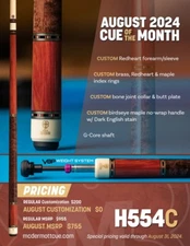 McDermott H554 C Pool Cue w/ 12.5mm G-Core Shaft, H-Series COTM, FREE HARD CASE