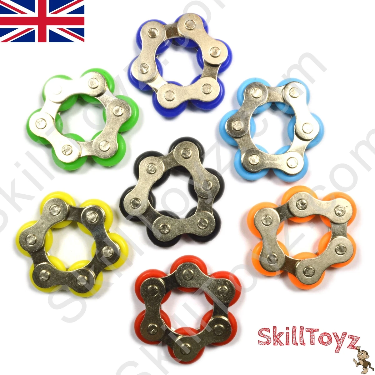 Fidget Roller Bike Chain Finger Toy Stress Anxiety Relief Gadget 6 Links UK SHOP