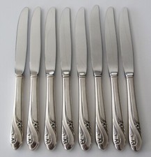 IS Holmes & Edwards ROMANCE Silverplate 8 DINNER KNIVES 1952