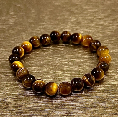 #ad #ad Genuine Tiger#x27;s Eye 8mm Beaded Healing Chakra Protection Men Women Bracelet Gift $10.50