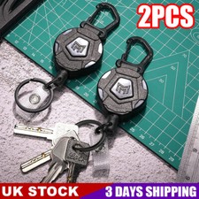 2PC Heavy Duty Retractable Key Chain Extendable Keychain with Steel Wire Rope UK