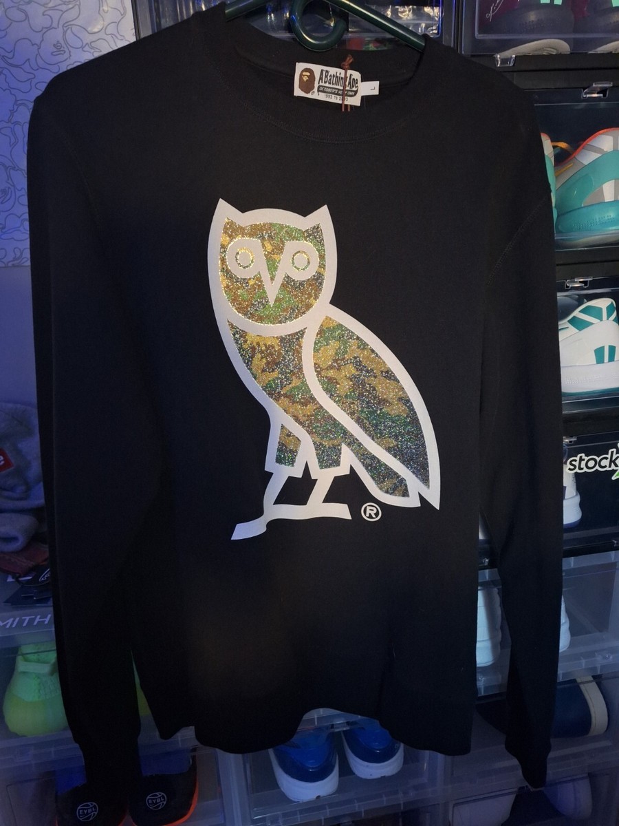 OVO x Bape Glass Beads Woodland Camo Crewneck Size Large (Bape