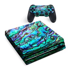 PS4 Pro Console Skins Decal Wrap ONLY - Abalone Ripples Green Blue Purple
