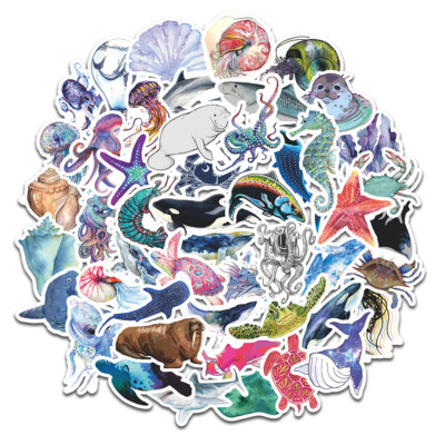   50 Stück Sea Life / Ocean Animals / Ozean Tiere Style Stickerbomb  Aufkleber